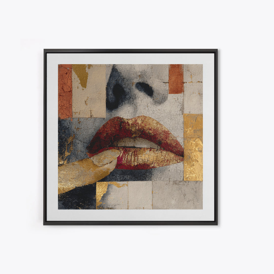 Abstract Lips and Hand Fashion Sketch Canvas Print, Line Art, Living Room Art, Living Room Decor, Abstract Art, Line, LIN-1x1-18