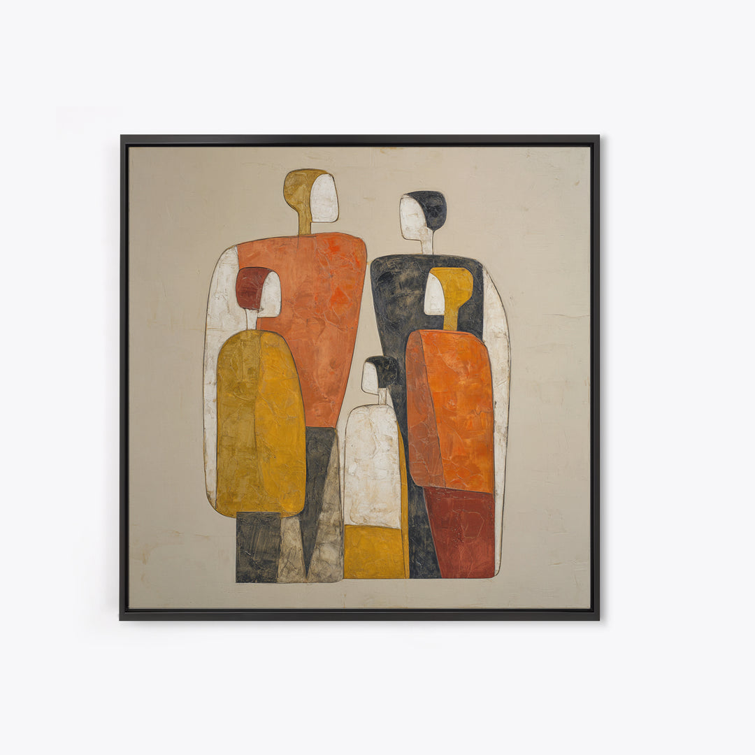 Abstract Family Figures Framed Canvas Print, Line Art, Portrait from Photo, Living Room Decor, Fine Art, Line, Luxury Decor, LIN-1x1-24