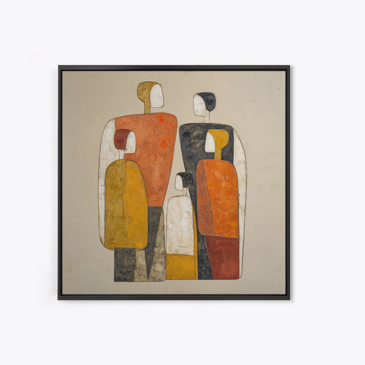 Abstract Family Figures Framed Canvas Print, Line Art, Portrait from Photo, Living Room Decor, Fine Art, Line, Luxury Decor, LIN-1x1-24