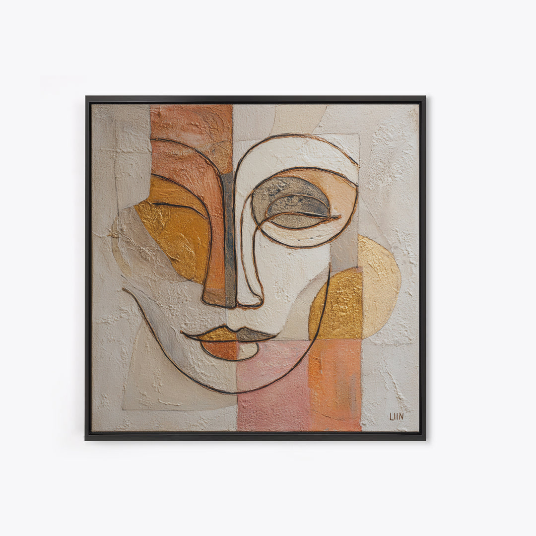 Continuous Line Female Face Canvas Print, Line Art, Art, Living Room Decor, Oil Painting, Line, Boho Wall Decor, Boho Decor, LIN-1x1-25