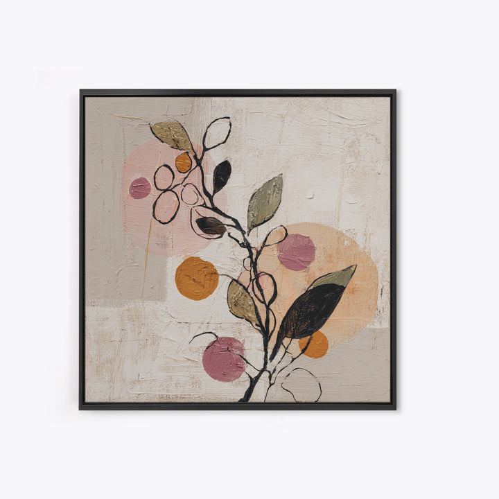 Botanical Branch Drawn Framed Canvas Print, Line Art, Modern Art, Living Room Decor, Oil Painting, Line, Neutral Decor, LIN-1x1-27