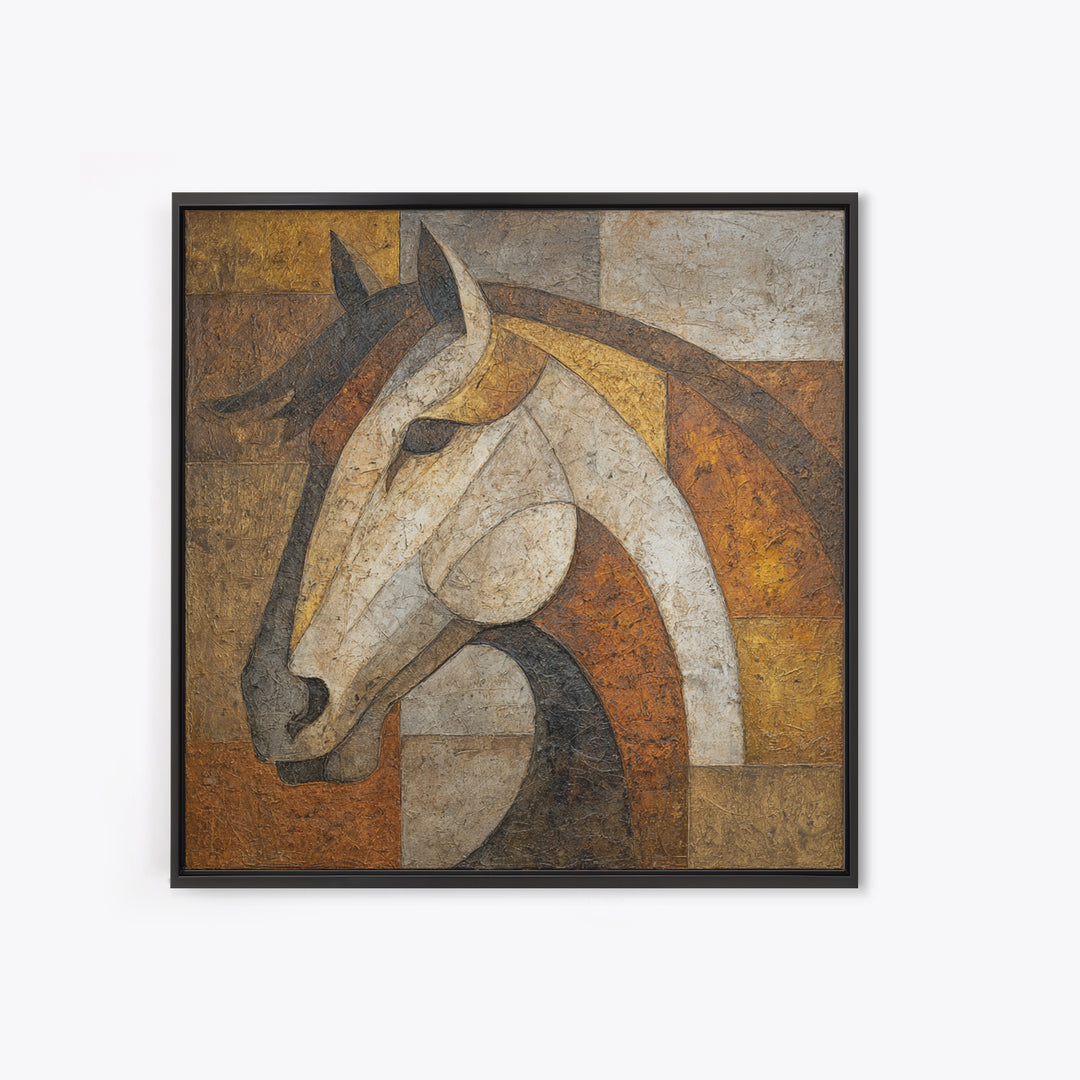 Abstract Horse Formed from Graceful Contour Framed Canvas Print, Line Art, Printable Wall Art, Living Room Decor, Line, LIN-1x1-28
