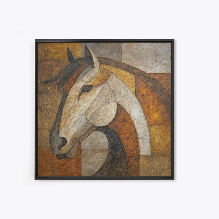 Abstract Horse Formed from Graceful Contour Framed Canvas Print, Line Art, Printable Wall Art, Living Room Decor, Line, LIN-1x1-28