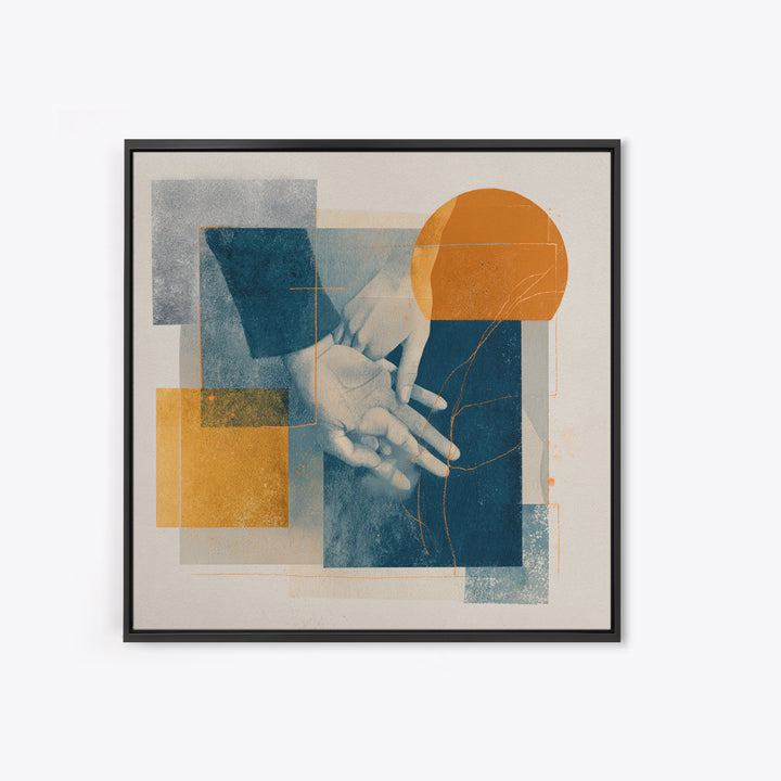 Two Hands Nearly Touching Framed Canvas Print, Line Art, Wall Decor, Living Room Decor, Abstract Art, Line, Boho Decor, LIN-1x1-29