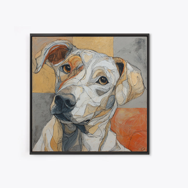 Continuous Line Dog Portrait Framed Canvas Print, Line Art, Contemporary Art, Living Room Decor, Fine Art, Line, Boho Wall Art, LIN-1x1-37