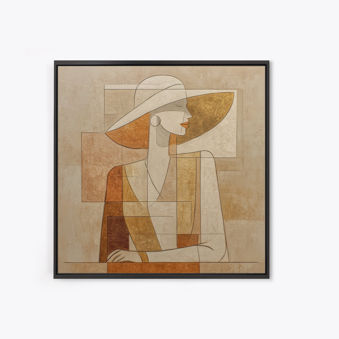 Line Drawing of a Woman Framed Canvas Print, Line Art, Portrait from Photo, Living Room Decor, Fine Art, Line, Luxury Decor, LIN-1x1-43
