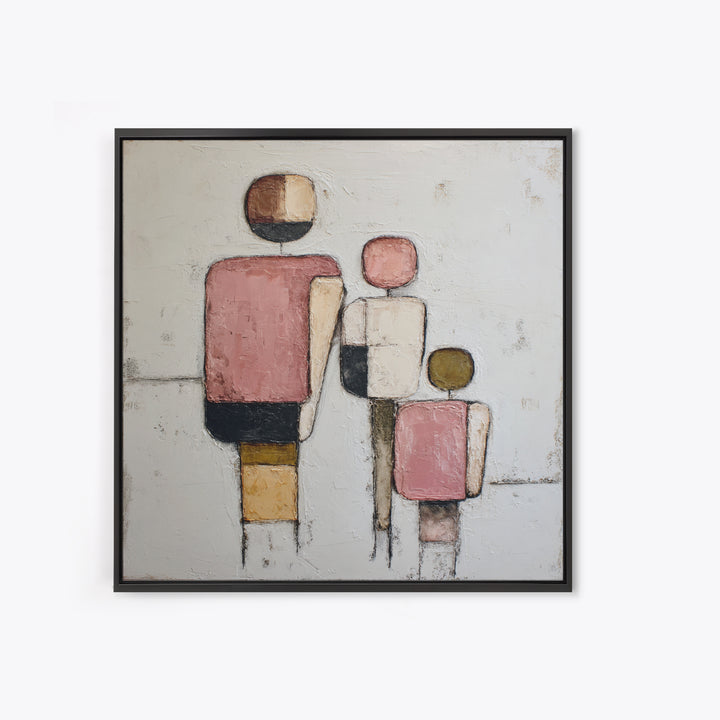 Abstract Family Figures Framed Canvas Print, Line Art, Decor, Living Room Decor, Fine Art, Line, Living Room Wall Art, LIN-1x1-48