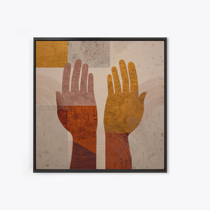 Two Hands Nearly Touching Framed Canvas Print, Line Art, Wall Decor, Living Room Decor, Abstract Art, Line, Boho Decor, LIN-1x1-53