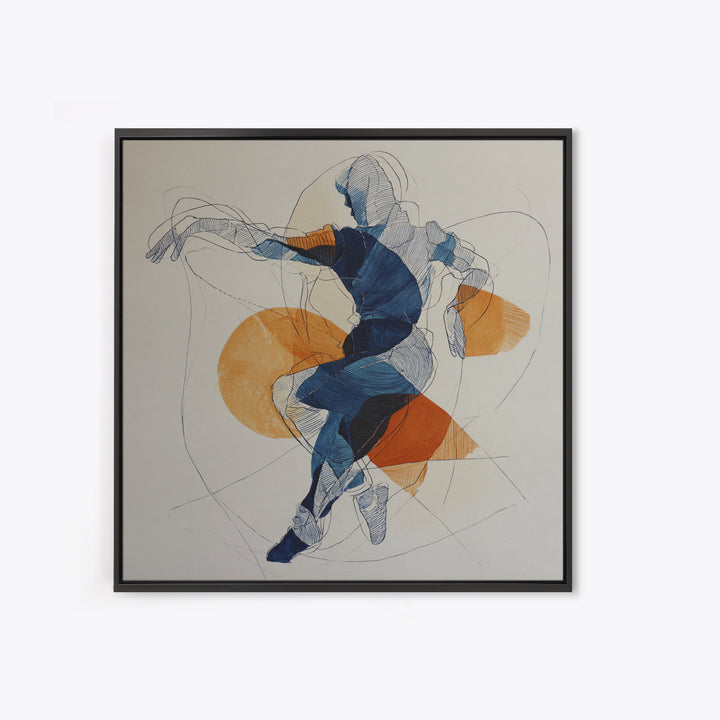 Continuous Line Dancer Framed Canvas Print, Line Art, Boho Wall Decor, Living Room Decor, Fine Art, Line, Black and White Art, LIN-1x1-7
