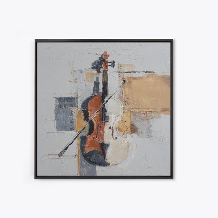 Single Line Violin and Bow Framed Canvas Print, Line Art, Aesthetic Prints, Living Room Decor, Abstract Art, Line, Wall Art, LIN-1x1-71