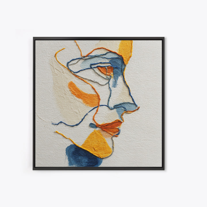 Continuous Line Female Face Framed Canvas Print, Line Art, Digital Wall Art, Living Room Decor, Line, Minimalist Wall Art, LIN-1x1-73