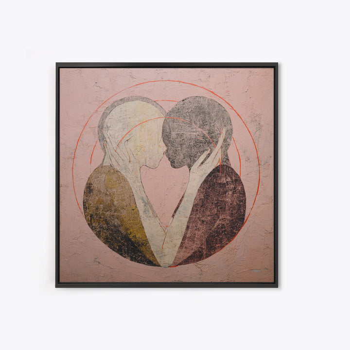 Single Line Couple Embracing Softly Framed Canvas Print, Line Art, Room Decor, Living Room Decor, Abstract Art, Line, LIN-1x1-74