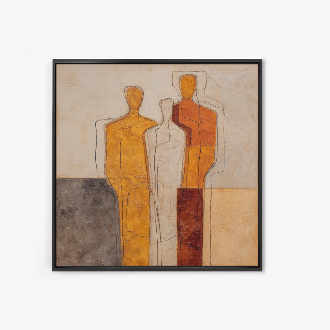 Abstract Family Figures Framed Canvas Print, Line Art, Digital Wall Art, Living Room Decor, Fine Art, Line, Minimalist Wall Art, LIN-1x1-96