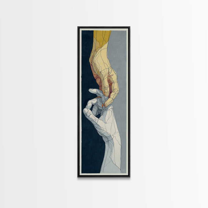 Two Hands Nearly Touching Canvas Print, Line Art, Canvas Art, Living Room Decor, Line, Jesus Wall Art, Gallery Wall Art, LIN-1x3-17