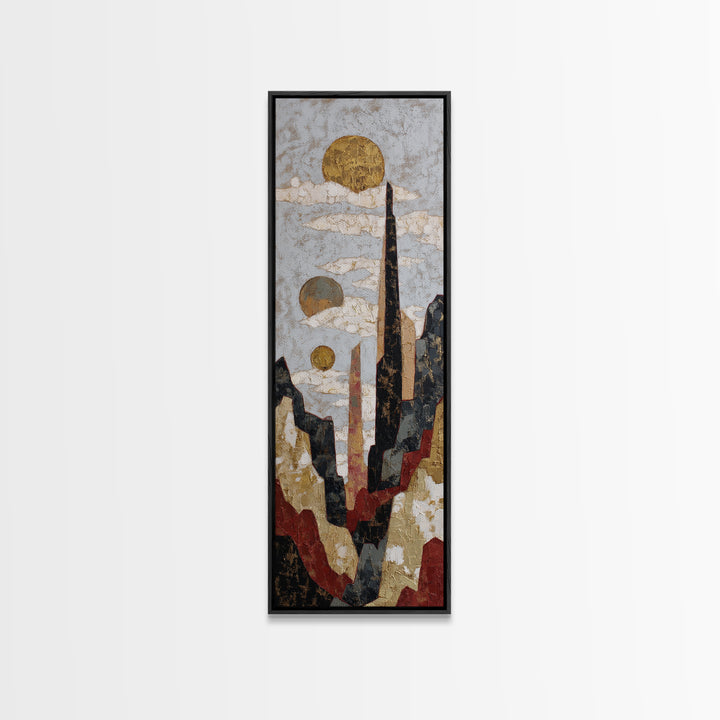 Black Line Mountains Canvas Print, Line Art, Neutral Decor, Living Room Decor, Oil Painting, Line, Wall Decor, Custom Portrait, LIN-1x3-22