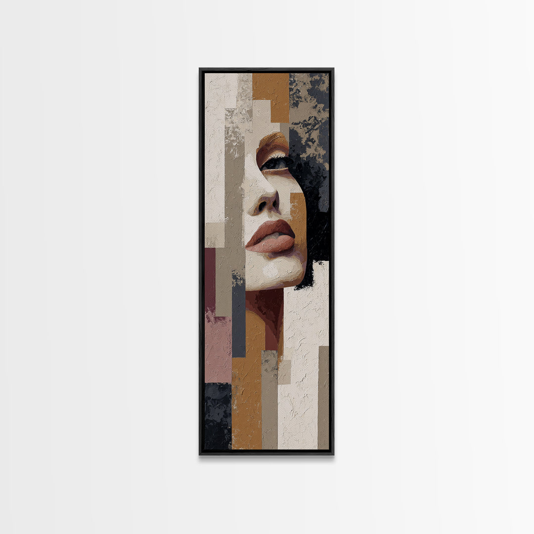 Abstract Lips and Hand Fashion Sketch Framed Canvas Print, Line Art, Statement Artwork, Living Room Decor, Abstract Art, Line, LIN-1x3-30