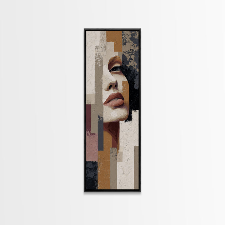 Abstract Lips and Hand Fashion Sketch Framed Canvas Print, Line Art, Statement Artwork, Living Room Decor, Abstract Art, Line, LIN-1x3-30