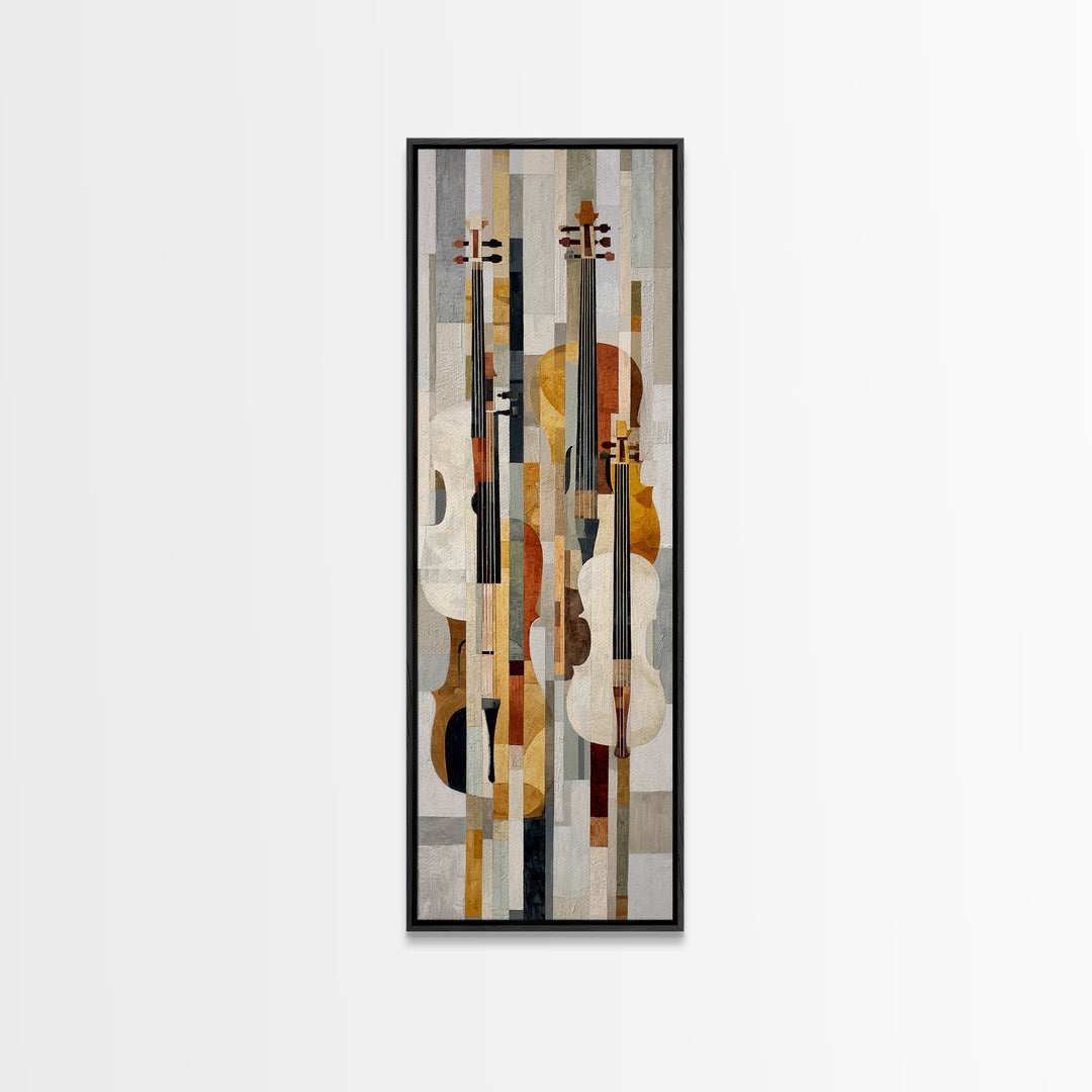Single Line Violin and Bow Canvas Print, Line Art, Jesus Wall Art, Living Room Decor, Abstract Art, Line, Statement Artwork, LIN-1x3-35