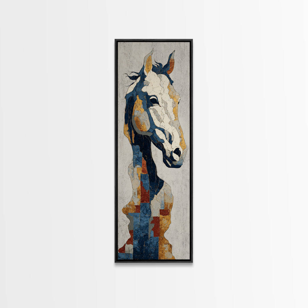 Abstract Horse Formed from Graceful Contour Framed Canvas Print, Line Art, Black and White Art, Living Room Decor, Abstract Art, LIN-1x3-64