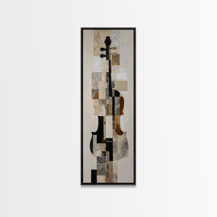 Single Line Violin and Bow Framed Canvas Print, Line Art, Textured Painting, Living Room Decor, Abstract Art, Line, Canvas Art, LIN-1x3-83