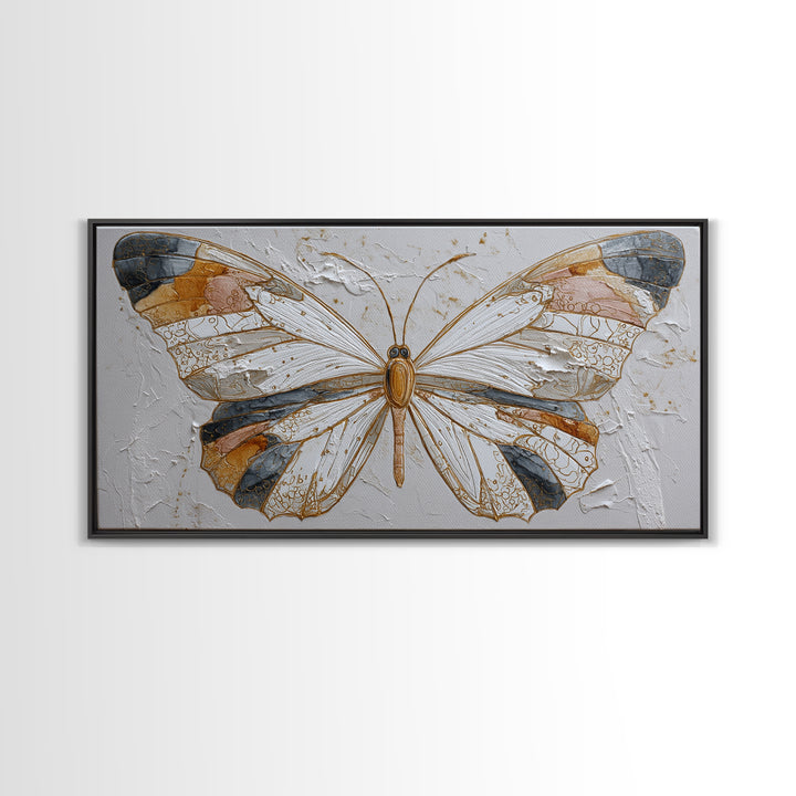 Line Art Butterfly Framed Canvas Print, Line Art, Wall Art, Living Room Decor, Abstract Art, Line, Wall Art Print, LIN-2x1-18