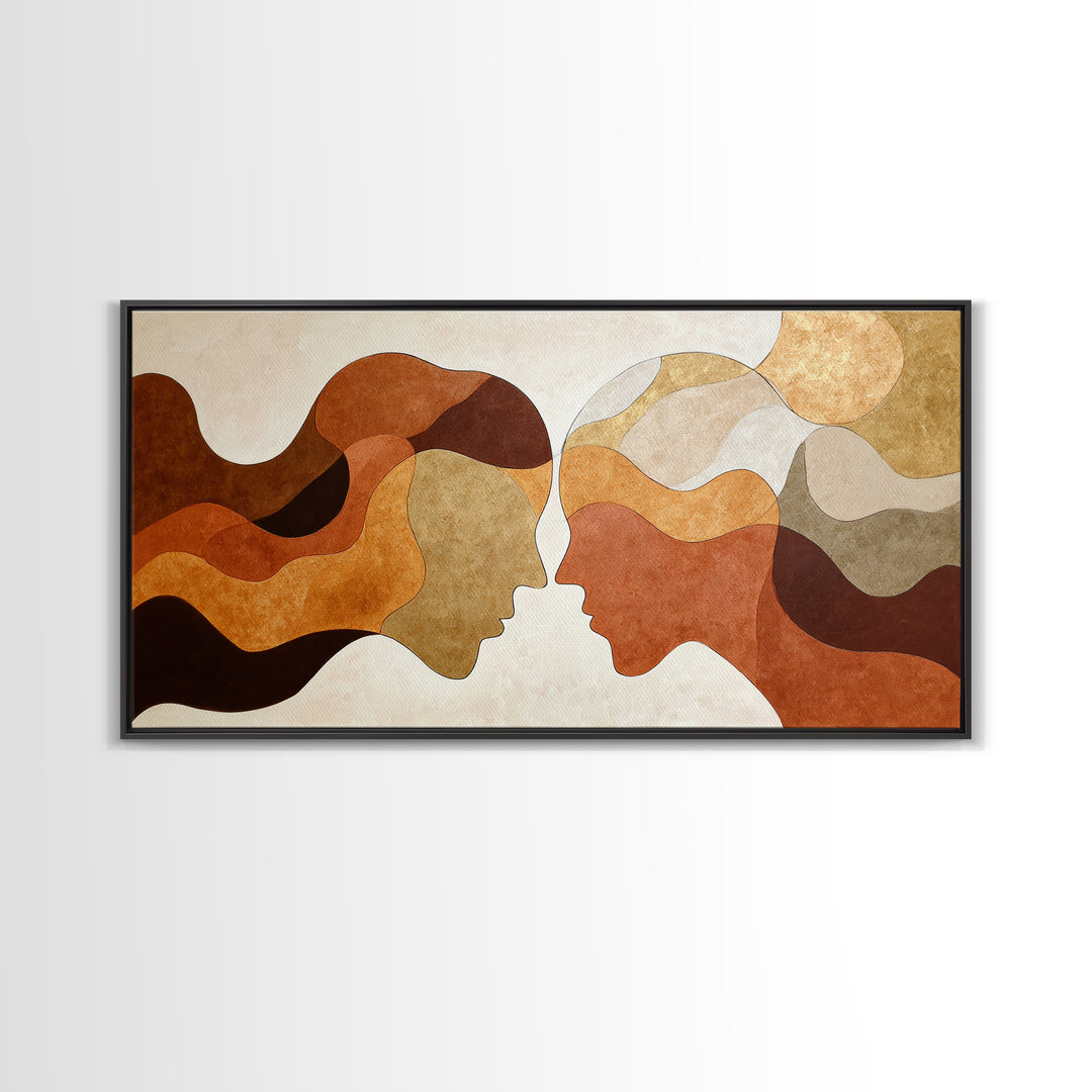 Single Line Couple Embracing Softly Canvas Print, Line Art, Home Decor, Living Room Decor, Abstract Art, Line, Modern Wall Art, LIN-2x1-22