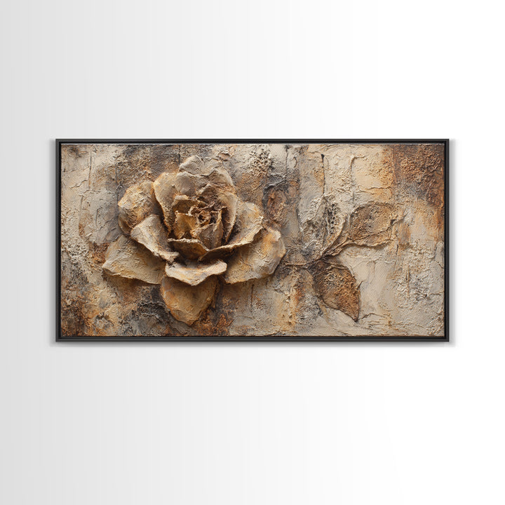 Face and Flower Blended into One Contour Framed Canvas Print, Line Art, Wall Art, Living Room Decor, Watercolor Art, Line, LIN-2x1-28