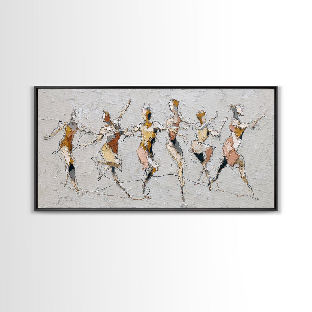 Continuous Line Dancer Framed Canvas Print, Line Art, Boho Wall Decor, Living Room Decor, Fine Art, Line, Black and White Art, LIN-2x1-3