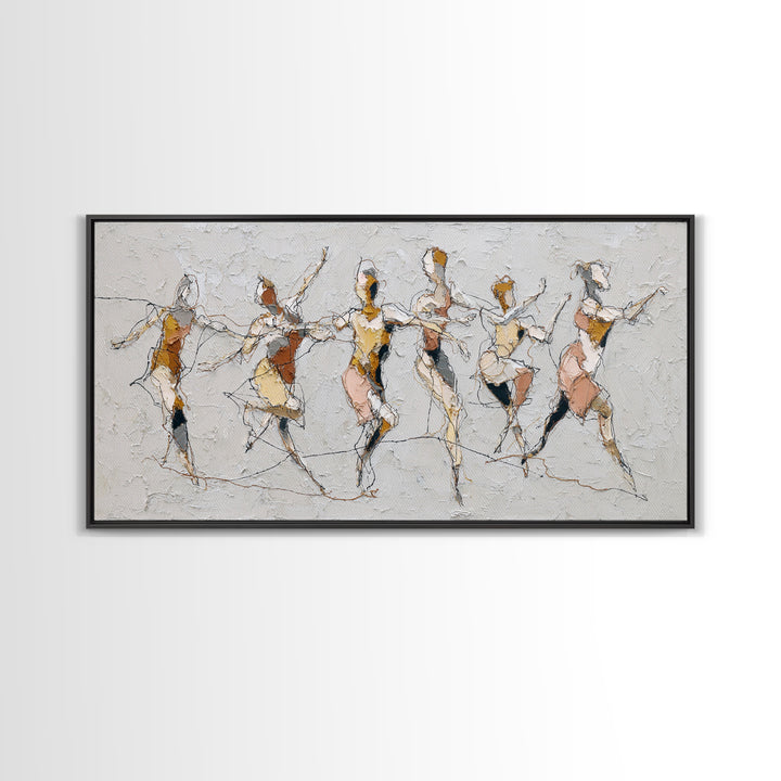 Continuous Line Dancer Framed Canvas Print, Line Art, Boho Wall Decor, Living Room Decor, Fine Art, Line, Black and White Art, LIN-2x1-3