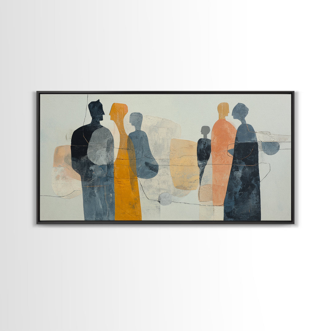 Abstract Family Figures Canvas Print, Line Art, Minimalist Decor, Living Room Decor, Line, Boho Wall Art, Wall Art Print, LIN-2x1-44