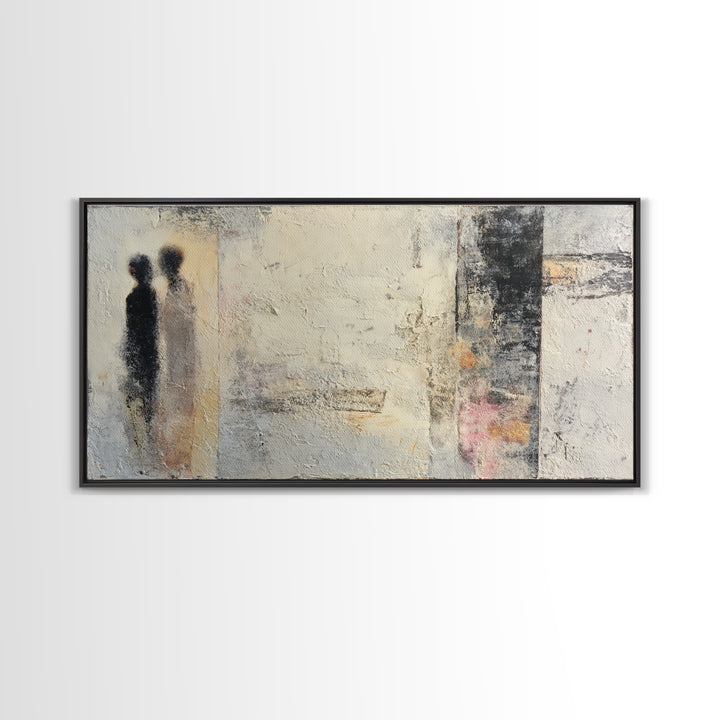 Single Line Couple Embracing Softly Framed Canvas Print, Line Art, Printable Wall Art, Living Room Decor, Fine Art, Line, LIN-2x1-46