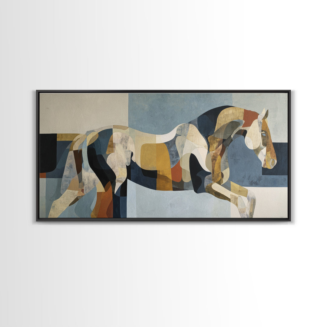 Abstract Horse Formed from Graceful Contour Canvas Print, Line Art, Custom Portrait, Living Room Decor, Abstract Art, Line, LIN-2x1-48