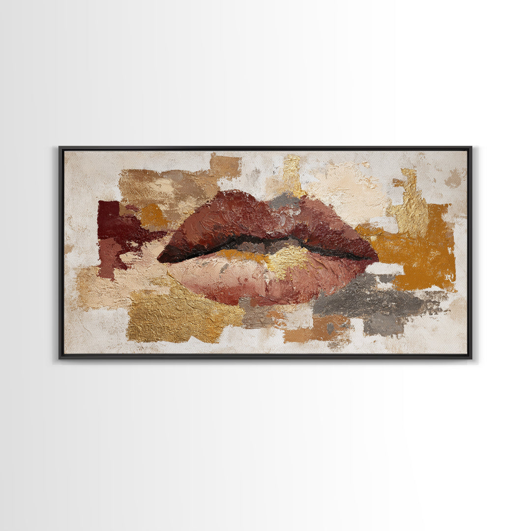 Abstract Lips and Hand Fashion Sketch Canvas Print, Line Art, Custom Portrait, Living Room Decor, Abstract Art, Line, LIN-2x1-62