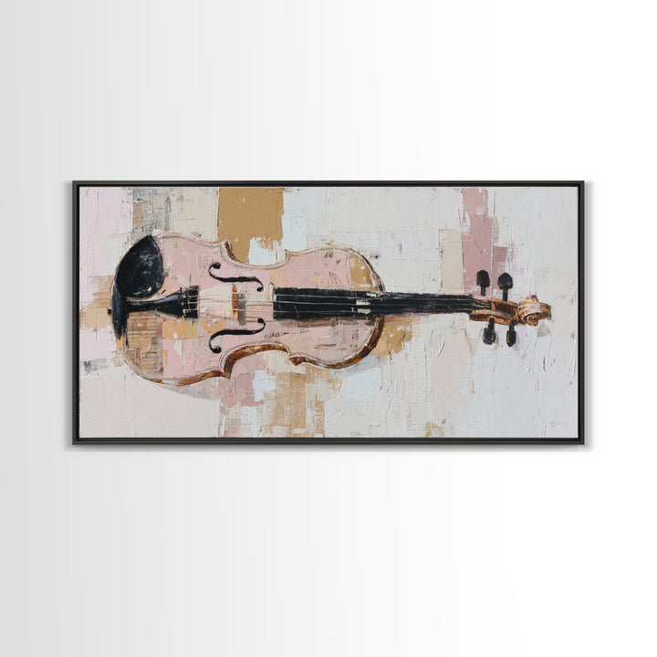 Single Line Violin and Bow Framed Canvas Print, Line Art, Statement Artwork, Living Room Decor, Fine Art, Line, Custom Portrait, LIN-2x1-67