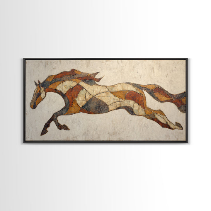 Abstract Horse Formed from Graceful Contour Framed Canvas Print, Line Art, Living Room Decor, Abstract Art, Line, LIN-2x1-72