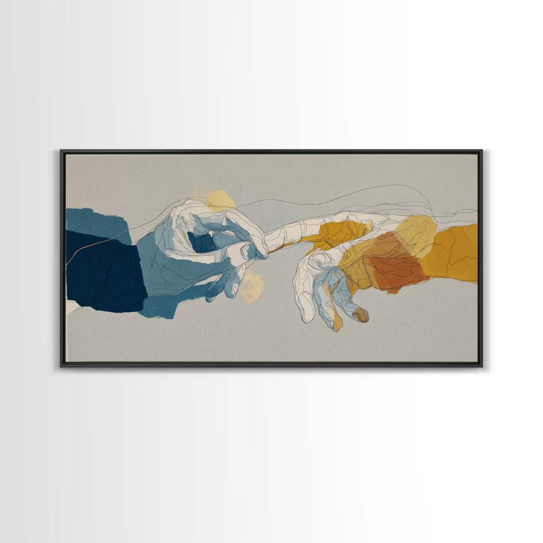 Two Hands Nearly Touching Canvas Print, Line Art, Minimalist Wall Art, Living Room Decor, Abstract Art, Line, Fine Art Print, LIN-2x1-73
