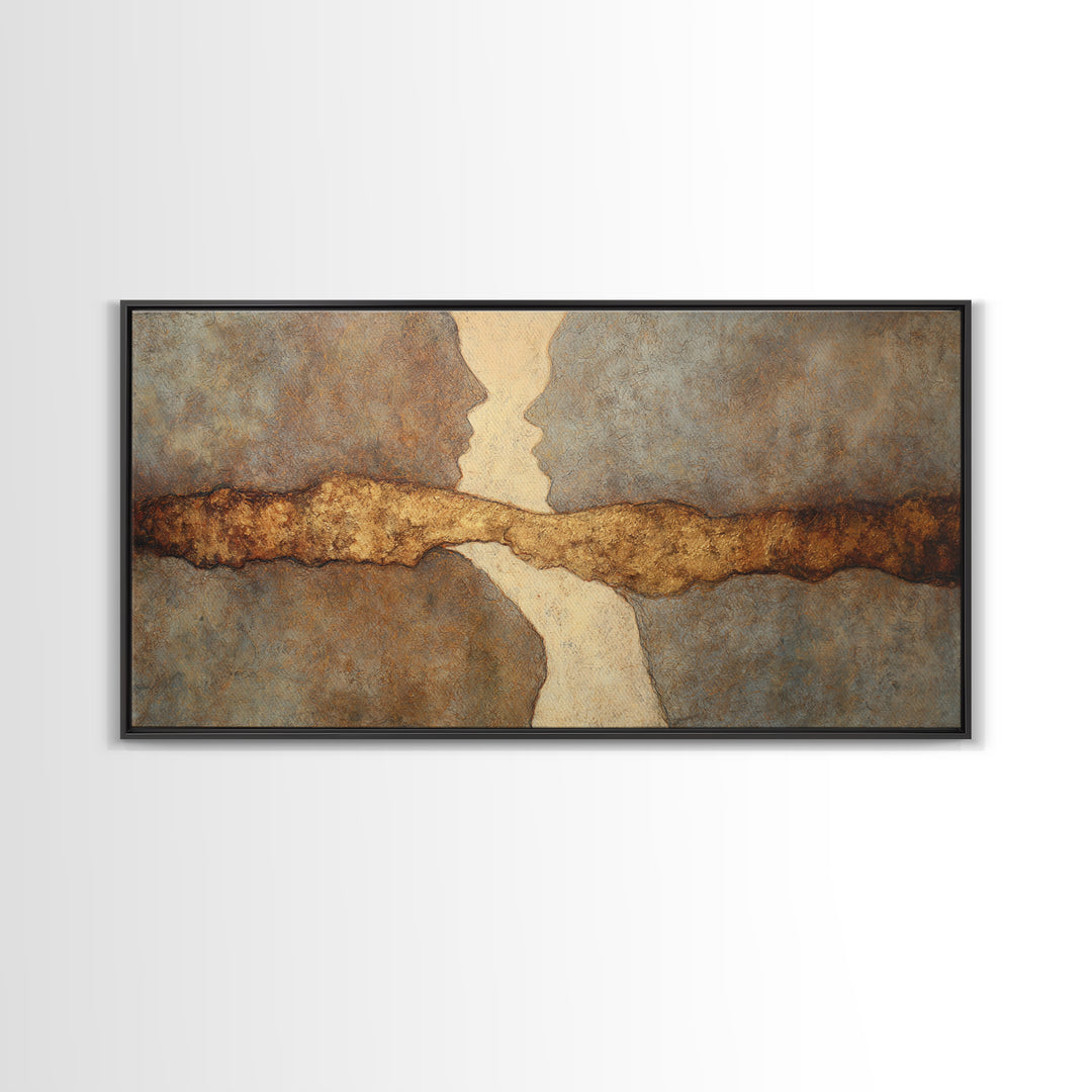 Single Line Couple Embracing Softly Canvas Print, Line Art, Wall Art Print, Living Room Decor, Fine Art, Line, Gallery Wall Set, LIN-2x1-94