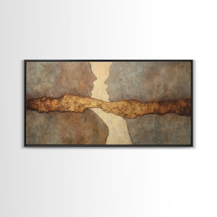 Single Line Couple Embracing Softly Canvas Print, Line Art, Wall Art Print, Living Room Decor, Fine Art, Line, Gallery Wall Set, LIN-2x1-94