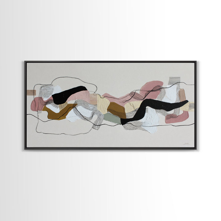 Continuous Line Dancer Framed Canvas Print, Line Art, Gallery Wall Art, Living Room Decor, Abstract Art, Line, LIN-2x1-99
