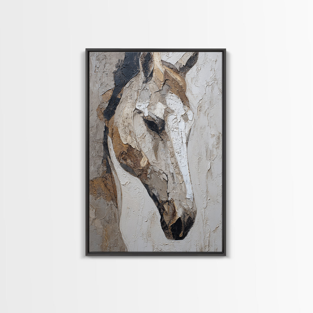 Abstract Horse Formed from Graceful Contour Framed Canvas Print, Line Art, Boho Decor, Living Room Decor, Fine Art, Line, LIN-2x3-12
