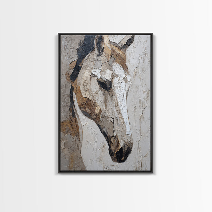Abstract Horse Formed from Graceful Contour Framed Canvas Print, Line Art, Boho Decor, Living Room Decor, Fine Art, Line, LIN-2x3-12