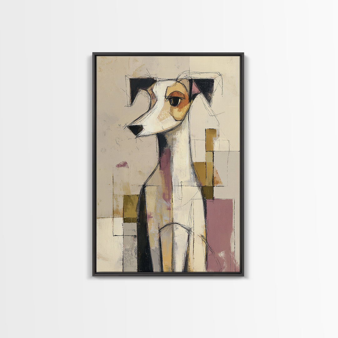 Continuous Line Dog Portrait Framed Canvas Print, Line Art, Boho Wall Decor, Living Room Decor, Line, Black and White Art, LIN-2x3-21