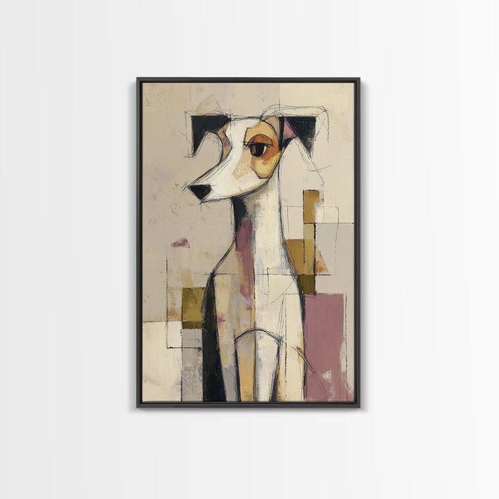 Continuous Line Dog Portrait Framed Canvas Print, Line Art, Boho Wall Decor, Living Room Decor, Line, Black and White Art, LIN-2x3-21