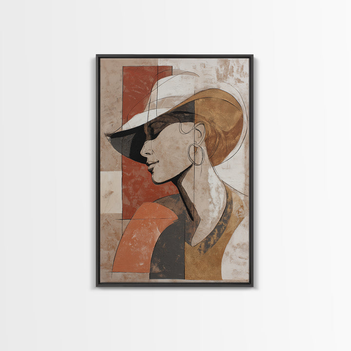 Line Drawing of a Woman Framed Canvas Print, Line Art, Printable Wall Art, Living Room Decor, Oil Painting, Line, Modern Art, LIN-2x3-3
