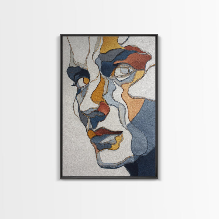 Continuous Line Female Face Framed Canvas Print, Line Art, Portrait from Photo, Living Room Decor, Fine Art, Line, Luxury Decor, LIN-2x3-33