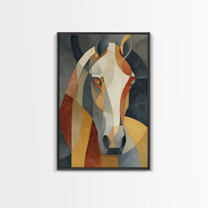 Abstract Horse Formed from Graceful Contour Framed Canvas Print, Line Art, Living Room Decor, Abstract Art, Line, LIN-2x3-36