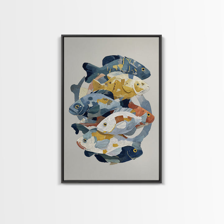 Continuous Line Fish Framed Canvas Print, Line Art, Digital Wall Art, Living Room Decor, Abstract Art, Line, LIN-2x3-4