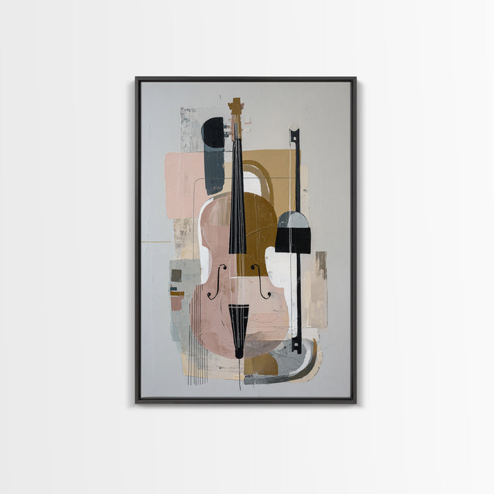 Single Line Violin and Bow Framed Canvas Print, Line Art, Modern Art, Living Room Decor, Fine Art, Line, Neutral Decor, LIN-2x3-55