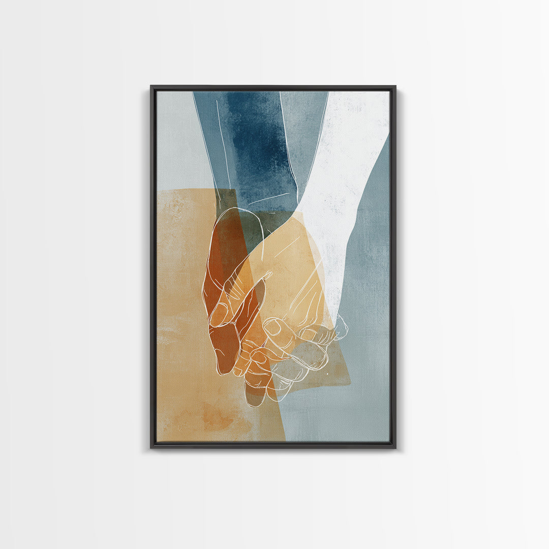 Two Hands Nearly Touching Canvas Print, Line Art, Living Room Art, Living Room Decor, Fine Art, Line, Art Print, LIN-2x3-61