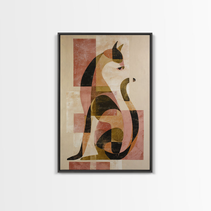 Monoline Cat Stretching Canvas Print, Line Art, Living Room Wall Art, Living Room Decor, Fine Art, Line, Aesthetic Prints, LIN-2x3-62